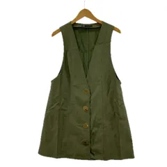 ZARA ザラ フェイクレザー ロングベスト sizeEUR S/カーキ