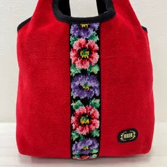6022　FEILER　フェイラー　トートバッグ　ハンドバッグ　肩がけ　小さめ　シュニール織り　タオル地　赤　レッド　花　フラワー　アネモネ　アネモネライン　軽量