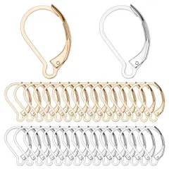 【人気商品】SUNNYCLUE　60個2色　304ステンレス　レバーバック　ピアス　パーツ　フープピアス　パーツ　フレンチ　イヤリング　フック　パーツ　フレンチフック　フープ　ピアス　パーツ　イヤーワイヤー　レバーバック　イヤーワイヤー　フランス式　ループ付き