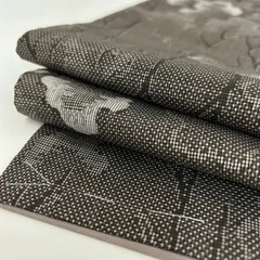 本場大島紬 茶泥染 一元式 森林 素敵な絣柄 正絹 着物 MK-1204