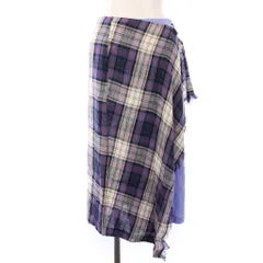 オニール オブ ダブリン O'NEIL OF DUBLIN ラップスカート リネン ロング チェック柄 8 ブルー /TK