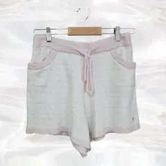 gelato pique　ジェラートピケ　ショートパンツ　白×ピンク　レディース　ボーダー　ウエスト紐付き　ふんわり　パステルカラー