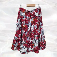 JUSGLITTY　ジャスグリッティー　フレアスカート　エンジ色　レディース　花柄　総柄　ポケットなし　サイズ1　エレガント