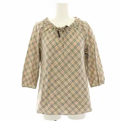 バーバリー ロンドン BURBERRY LONDON 子供服 ブラウス シャツ プルオーバー ノバチェック リボン 七分袖 160A ベージュ 黒 ブラック 赤 レッド BE134-327-43 /HN