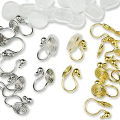 【特価セール】イヤリング パーツ 3mm 丸玉 カン付き ゴールド シルバー 10ペア20個 シリコン カバー 付き 金具 アクセサリーパーツ