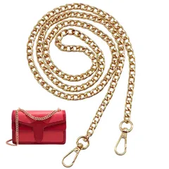 【人気商品】バッグ用 交換用 チェーン ショルダーバッグ ハンドバッグ ストラップ アクセサリーパーツ 長約120cm (ゴールド)