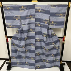 洗える着物 小紋 横断 雪輪 ヱ霞 裄67 素敵なデザイン 化繊 着物 MK-1209