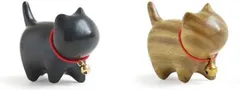 e-na.e-na 猫雑貨 猫ぐっつ 置物 おしゃれ 招き猫 2個セット (ブラック,  小型)