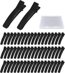 NYANDELMO ヘアクリップ 約50個入り ヘアピン 曲がりやっとこピン 髪留め 金具 ヘアアクセサリー パーツ (ブラック,  5cm（カーブタイプ）)