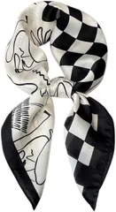 Torata 大判 きれいめ シルク調 スカーフ レディス バンダナ プレゼント 70x70cm 大判バンダナ レディース (モザイク　モノトーン)