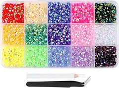 NYANDELMO ラインストーン ネイルパーツ デコ 15色 約3800個 1色約253個入り カラフル 樹脂製 ハンドメイド うちわ DIY スマホ装飾 ND-0264-R11 (D.キャンディカラー,  5mm)