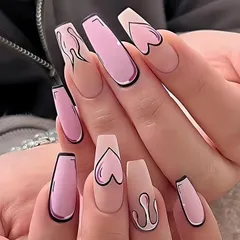 Liberte555 ネイルチップ 韓国 子供 ギャル 付け爪 長い 可愛い バレリーナ コギャル 手作り (Kマルチ002,  ミディアム)