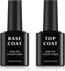 TOMICCA ジェルネイル ベースコート トップコート ジェルネイル用 15ml 2本セット 拭き取り不要 UV/LED対応 ベース＆トップコート (ベース＆トップコート,  15ミリリットル (x 2))