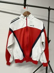 ADIDAS トレフォイルロゴ V切替 トラックジャケット レッド US古着