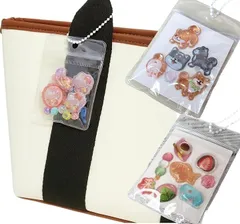 JP-SAKURA ぷくぷく ボンボン キーホルダー シール ぷっくりドロップ もちもち おしりぷにぷにシール おはじき 立体 (台紙：白,  M)