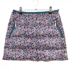 【超美品】ルコック ダウンスカート ネイビー×レッド 小花柄 キルティング  レディース 9 ゴルフウェア le coq sportif