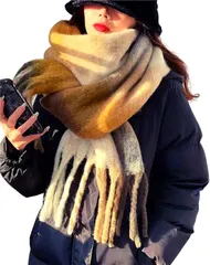 REG8（レグエイト） マフラー レディース 厚手 チェック柄 ストール 大判 秋 冬 肩掛け 巻き物 防寒 暖かい 羽織り (ブラウン,  特大)