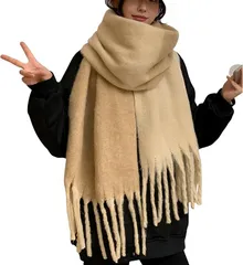 REG8（レグエイト） マフラー レディース 厚手 ストール 大判 秋 冬 肩掛け 巻き物 防寒 暖かい 単色 羽織り おしゃれ 可愛い (ベージュ,  特大)