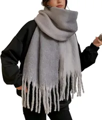 REG8（レグエイト） マフラー レディース 厚手 ストール 大判 秋 冬 肩掛け 巻き物 防寒 暖かい 単色 羽織り おしゃれ 可愛い (グレー,  特大)