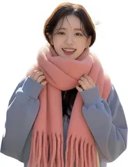 REG8（レグエイト） マフラー レディース 厚手 ストール 大判 秋 冬 肩掛け 巻き物 防寒 暖かい 単色 羽織り おしゃれ 可愛い (ピンク,  特大)