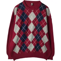 古着 アーガイル柄 ウールニットセーター メンズXL相当/eaa600958