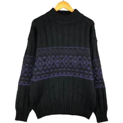 古着 90年代 ギャップ GAP オールドギャップ 総柄 リブ編み ハイネック ウールニットセーター メンズL相当/eaa600150