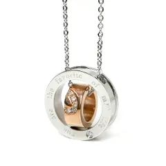 ステンレス ネックレス ダブル リング シルバー ピンクゴールド カラー【ネックレス レディース メンズ SALE セール アクセサリー アクセ】