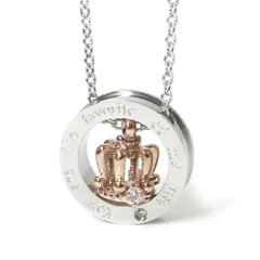 ステンレス ネックレス クラウン 王冠 リング シルバー ピンクゴールド カラー ジルコニア【ネックレス レディース メンズ SALE セール アクセサリー アクセ】