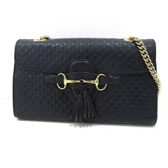 【三重本店】 中古 GUCCI | グッチ チェーンショルダーバッグ エミリー 449635 マイクログッチシマ ネイビー 【122】