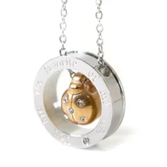 ステンレス ネックレス リング テントウムシ ジルコニア シルバー カラー【ネックレス レディース メンズ SALE セール アクセサリー アクセ】