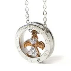 ステンレス ネックレス リング エンジェル ジルコニア シルバー カラー【ネックレス レディース メンズ SALE セール アクセサリー アクセ】