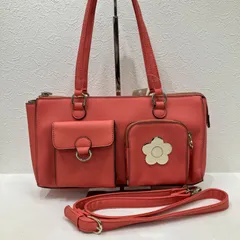 6247　MARYQUANT  マリークワント　MARY・QUANT  マリー・クワント  2way　ショルダーバッグ　トートバッグ　ハンドバッグ　肩がけ　斜めがけ　クロスボディ　コーラルピンク　コーラル系　コーラルカラー　花　フラワー　デイジー