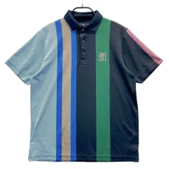 サイズ：L TOMMY HILFIGER GOLF トミー ヒルフィガーゴルフ  半袖ポロシャツ ストライプ柄 ネイビー系 [240101547600] ゴルフウェア メンズ ストスト
