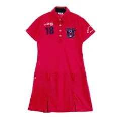 サイズ：M FILA GOLF フィラゴルフ  半袖ワンピース  レッド系 [240101562792] ゴルフウェア レディース ストスト