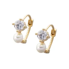 【ゴールド×ピアス】[Cream dot. クリームドット公式] ピアス レディース   金属アレルギー ニッケルフリー キャッチレス 中折れ 開閉式 ワンタッチ パール ビジュー フープ  