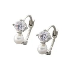 【シルバー×ピアス】[Cream dot. クリームドット公式] ピアス レディース   金属アレルギー ニッケルフリー キャッチレス 中折れ 開閉式 ワンタッチ パール ビジュー フープ  