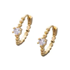 【ゴールド×ピアス】[Cream dot. クリームドット公式] ピアス レディース   金属アレルギー ニッケルフリー キャッチレス 中折れ 開閉式 ワンタッチ 一粒 ビジュー クラウン 台座 メタルボール フープ  