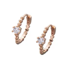 【ピンクゴールド×ピアス】[Cream dot. クリームドット公式] ピアス レディース   金属アレルギー ニッケルフリー キャッチレス 中折れ 開閉式 ワンタッチ 一粒 ビジュー クラウン 台座 メタルボール フープ  