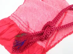 【一輝堂】和装小物 帯締め帯揚げセット 振袖用 丸組 撚房 ラメ糸 総絞り 美品 帯締 帯揚 25w11-13462