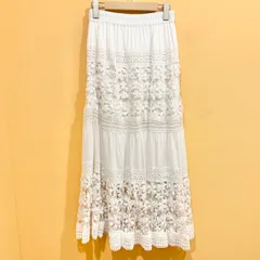 La boutique BonBon コットンレースティアードマキシスカート ホワイト【送料込み】