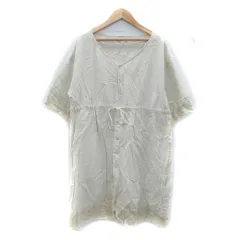 アダムエロペ Adam et Rope' AER ワンピース ひざ丈 七分袖 フレアスリーブ Vネック 無地 レース 38 アイボリー /SY2