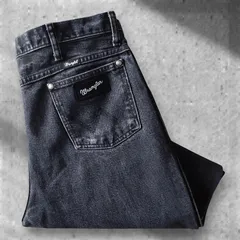 ■古着 Wrangler ラングラー ブラックジーンズ デニムパンツ 黒 W36L32【L5278】