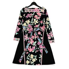 極美品 カンカン素材 レオナール マキシ丈 ワンピース トリム ラップ風