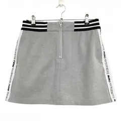 【美品】ニューバランスゴルフ スカート ライトグレー×白×黒 裏起毛 ウエストゴム  レディース 2(L) ゴルフウェア New Balance
