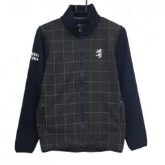 【美品】アドミラル ジャケット ダークグレー×白×ネイビー 身頃格子柄 裏地微起毛 メンズ M ゴルフウェア Admiral