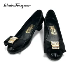 ⭐️希少⭐️Salvatore Ferragamo サルバトーレフェラガモ パンプス 22.5cm ブラック リボン エナメル