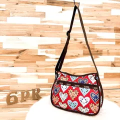 【レスポートサック】花柄アート ハート パッチワーク ショルダーバッグ 北欧 赤レッド フラワー 花 カラフル クロスボディ