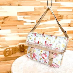 【レスポートサック】レトロ フラワー ストライプ ショルダーバッグ 青×ピンク 斜めがけ 花 クロスボディ A4サイズ可能