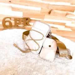 【ザラ】ミニ ショルダーバッグ ベルトバッグ ポーチ M アイボリー×ベージュ クロスボディ 斜めがけ