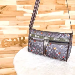 【レスポートサック】ミニ ハート サークル ショルダーバッグ 総柄 グレー×白ホワイト 軽量ナイロン クロスボディ 斜めがけ